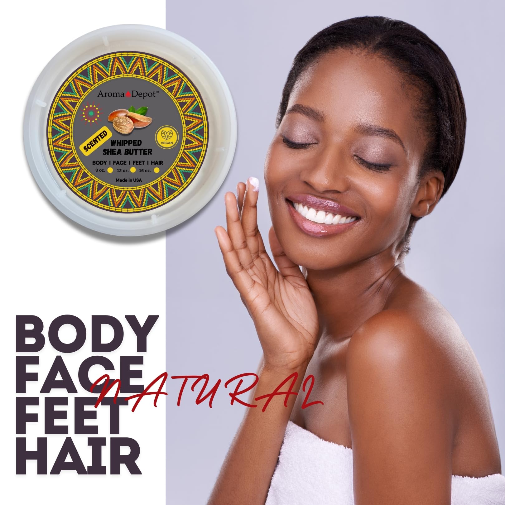 Aroma Depot Pink Sugar-Scented Whipped Body Butter Made With African Shea Butter, a Nourishing Moisturizer for Glowing Skin, Grade A 100% Pure Natural for dry Skin, Body, Hair, and Face. (8 oz.)