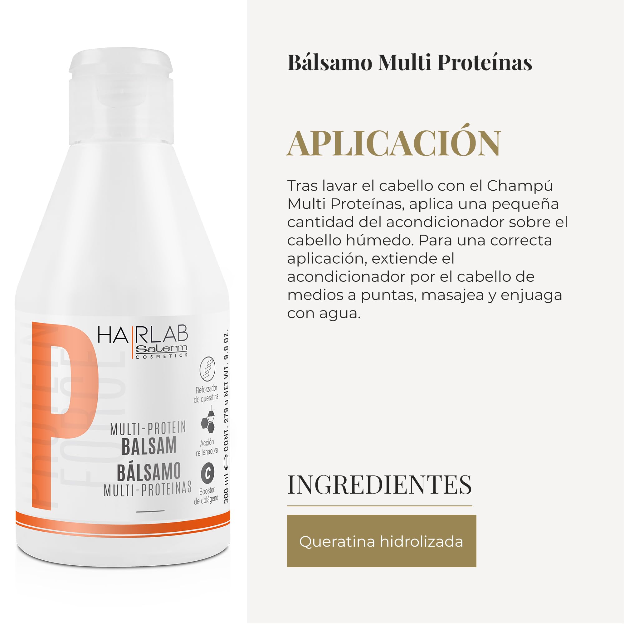SALERM - Hair Conditioner - Multi-Proteins Hair Lab Balm - 300 ml - Helps Strengthen and Repair Hair - Adds Volume - Paraben-Free
