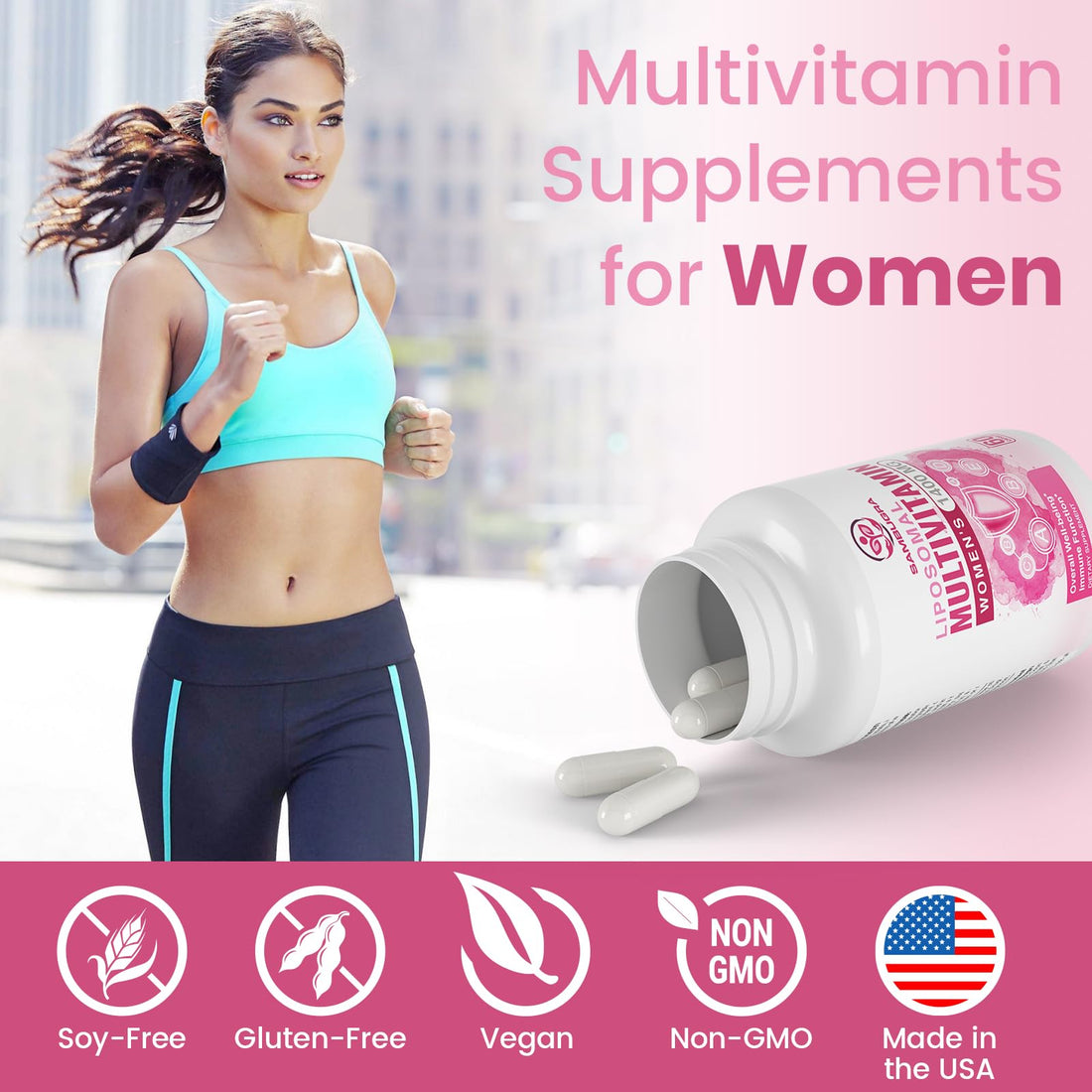 Liposomal Multivitamin for Women 1400MG - Womens Daily Multi Vitamins Supplements with Iron, Vitamin A, C, D, E and B Complex for Immune Health, Hair & Skin Support for Women 18+,60 Vegan Capsules
