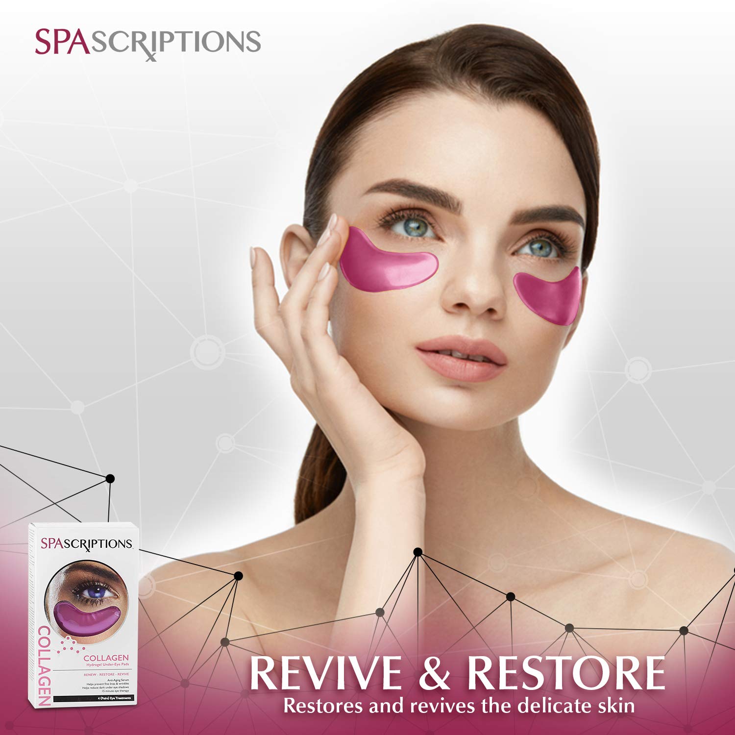 SPASCRIPTIONS COLLAGEN Hydrogel Under-Eye Pads. Anti-Aging Serum. RENEW - RESTORE -.