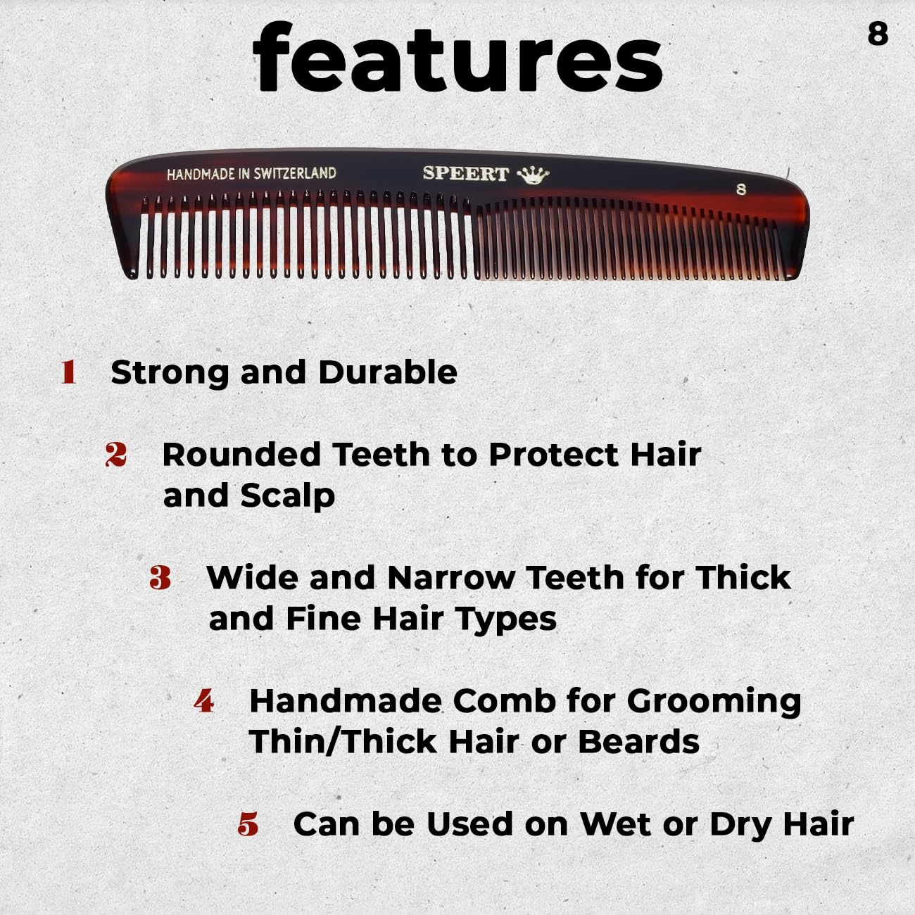 Hand-Made Tortoise Comb #8
