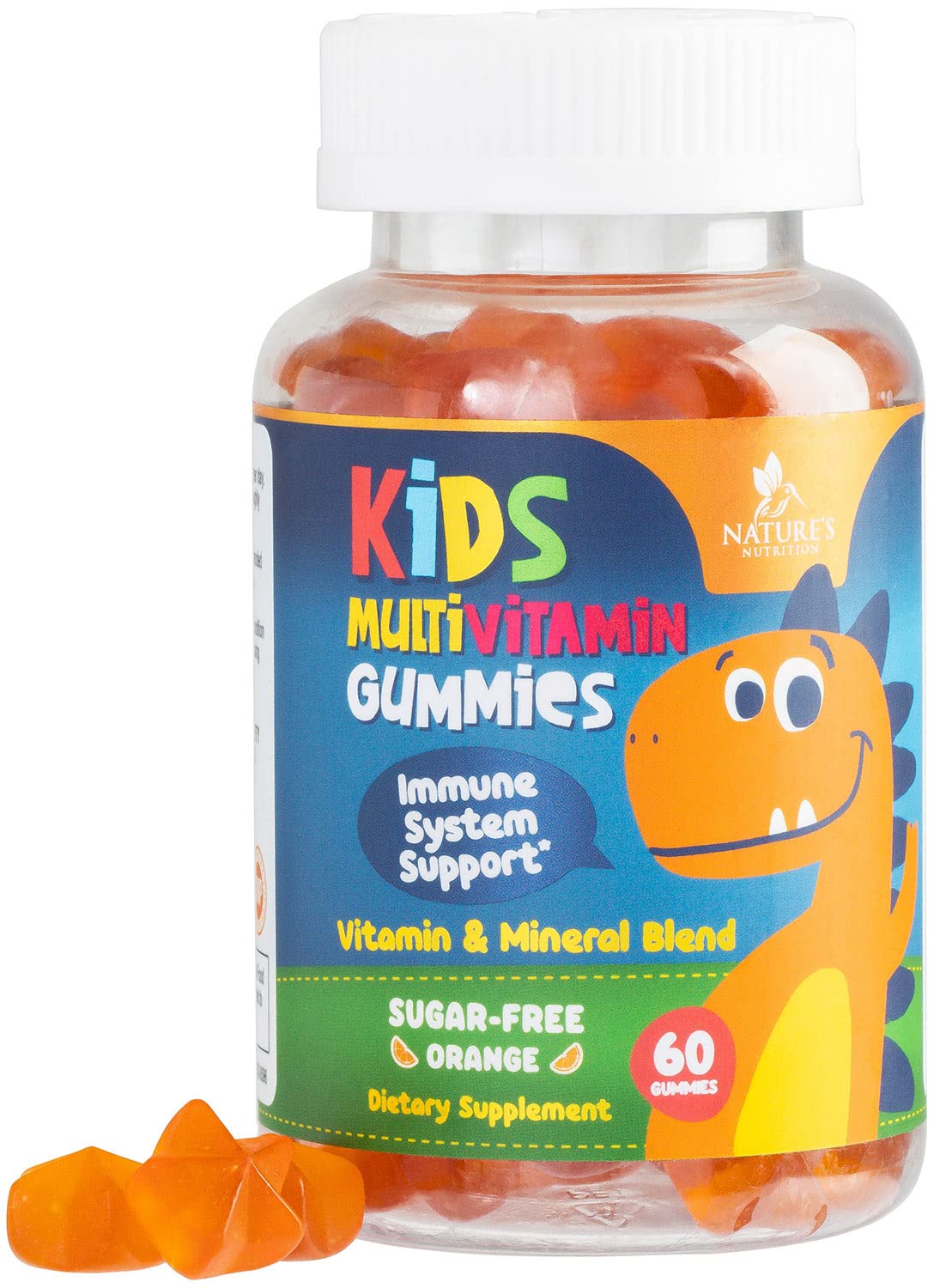 Vitamins for Kids Multivitamin Gummy, Childrens Vitamins Sugar-Free, Overall Health & Immune Support, Vitamin C, B6, B12, D3 & Zinc, Chewable Kids Multi Supplement, Orange Flavor, Non-GMO - 60 Gummies