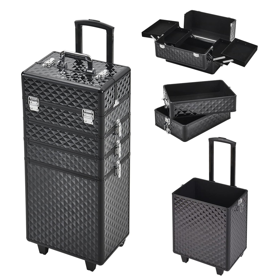 WarmieHomy Makeup Train Case Diamond Black
