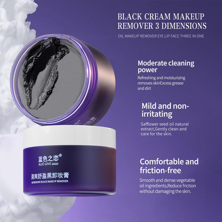 BLUE LOVE Waterproof Makeup Remover Cleansing Cream for Eyes, Face & Lips - Deep Cleaning Moisturizing Balm, Gentle Makeup Melting for All Skin Types