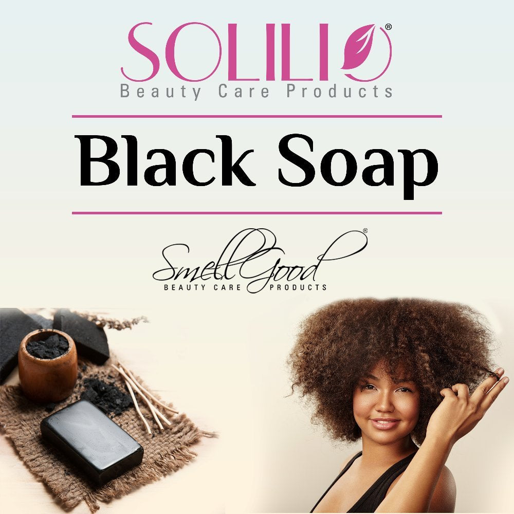 SmellGood - African Black Soap, totally natural, best quality, raw and organic soap, great for body and face wash, imported from Ghana, 1 LB bar