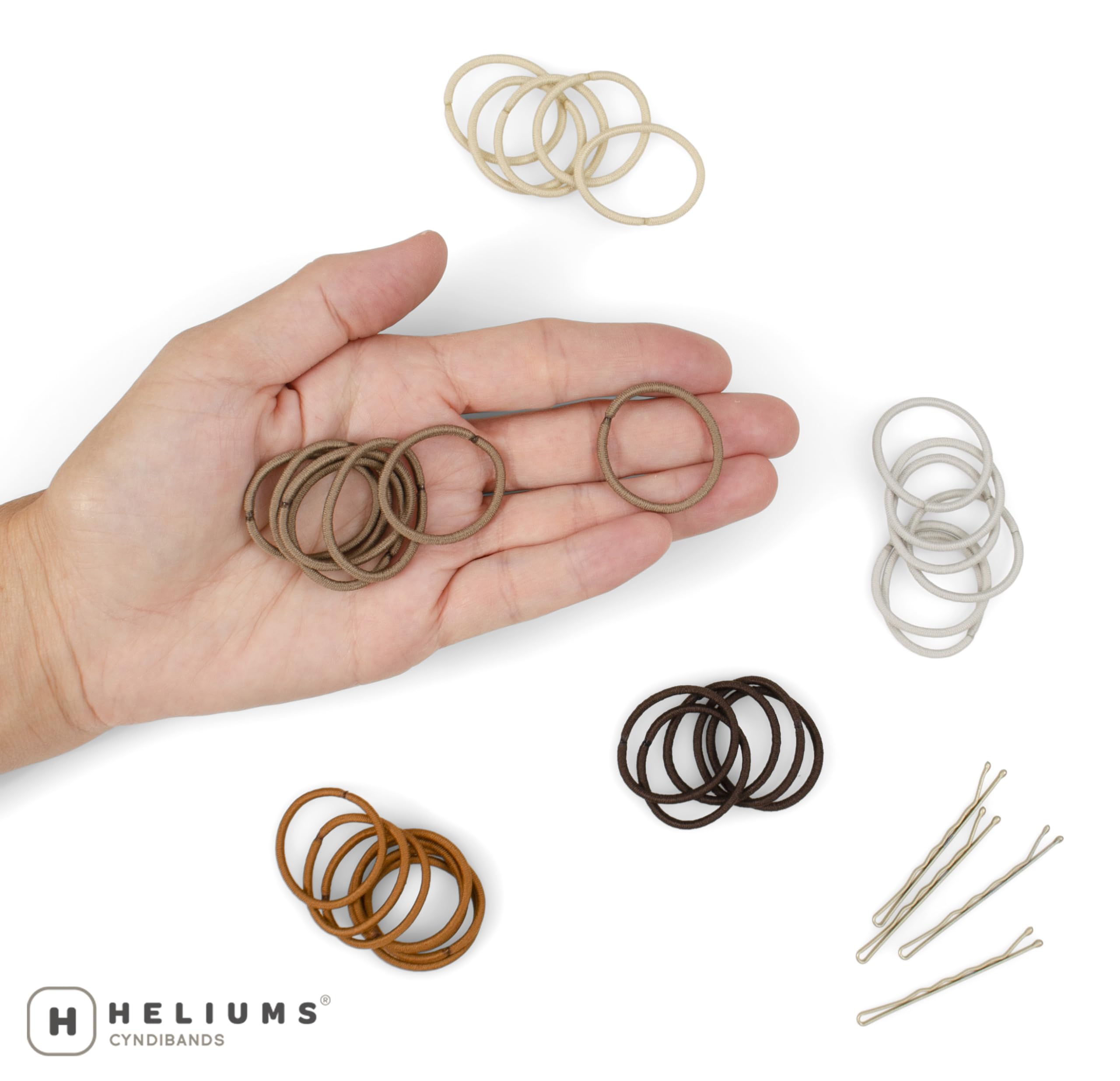 Heliums Small Hair Ties - Dark Brown - 1 Inch Hair Bands, 2mm Hair Elastics For Thin Hair and Kids - No Damage Ponytail Holders in Neutral Colors - 48 Count