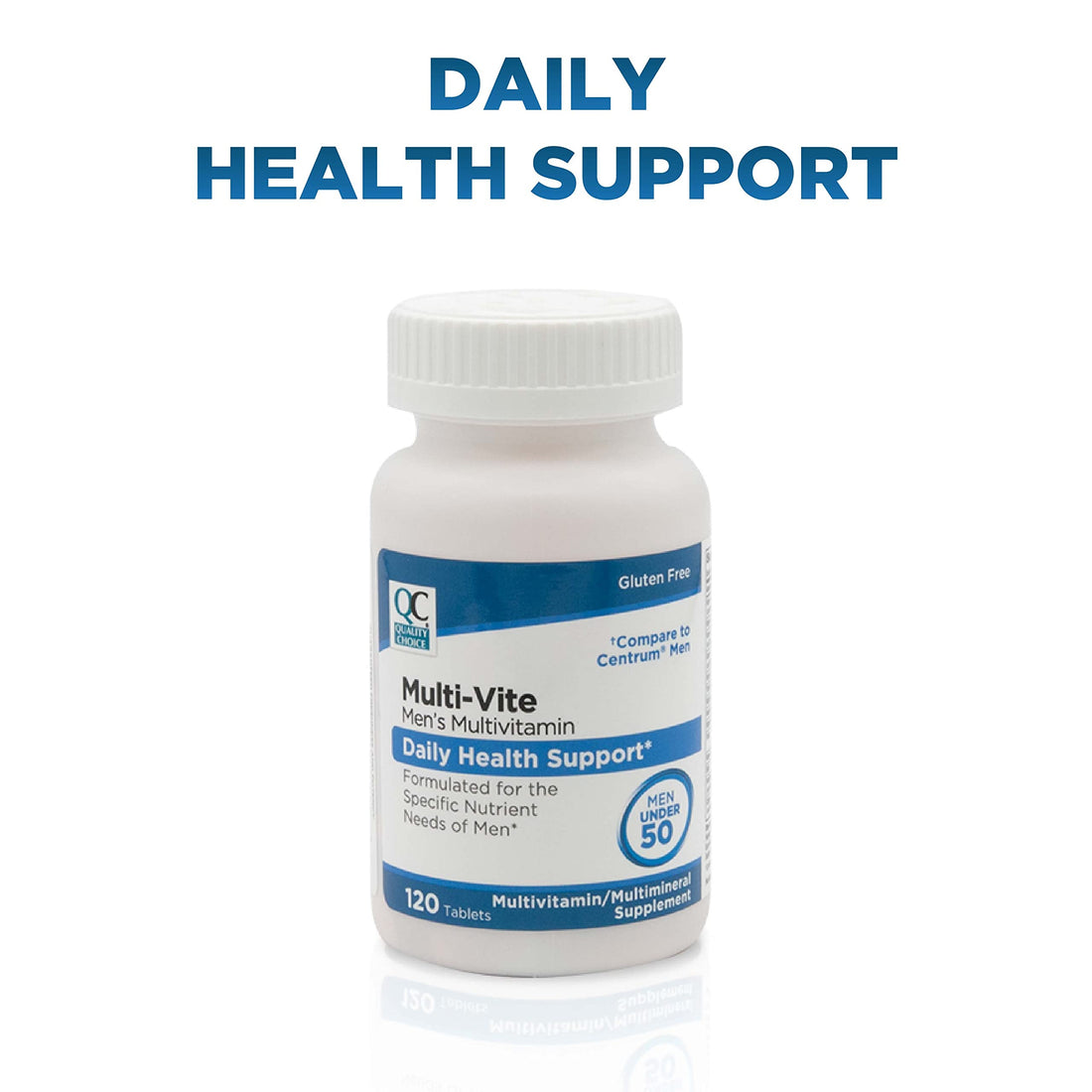 Quality Choice Mens Multi-Vite, Multivitamin Tablets for Daily Health Support Formulated for Men Under 50 in 120 Count Bottles
