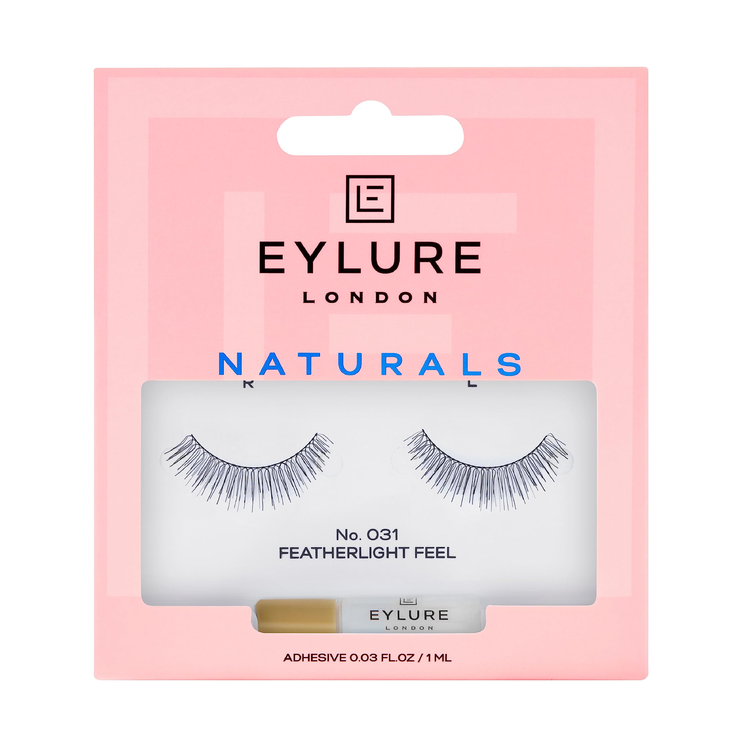 EYLURE LONDON False Eyelashes - Naturals No. 031 Featherlight Feel Lashes with Adhesive | Reusable Up To 5 Wears | Latex Free Glue Last Up To 18 Hours