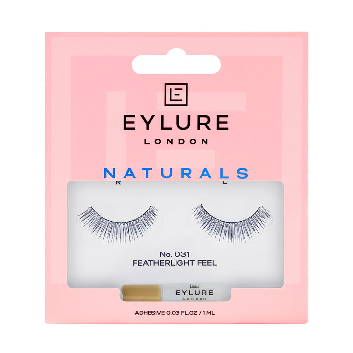 EYLURE LONDON False Eyelashes - Naturals No. 031 Featherlight Feel Lashes with Adhesive | Reusable Up To 5 Wears | Latex Free Glue Last Up To 18 Hours