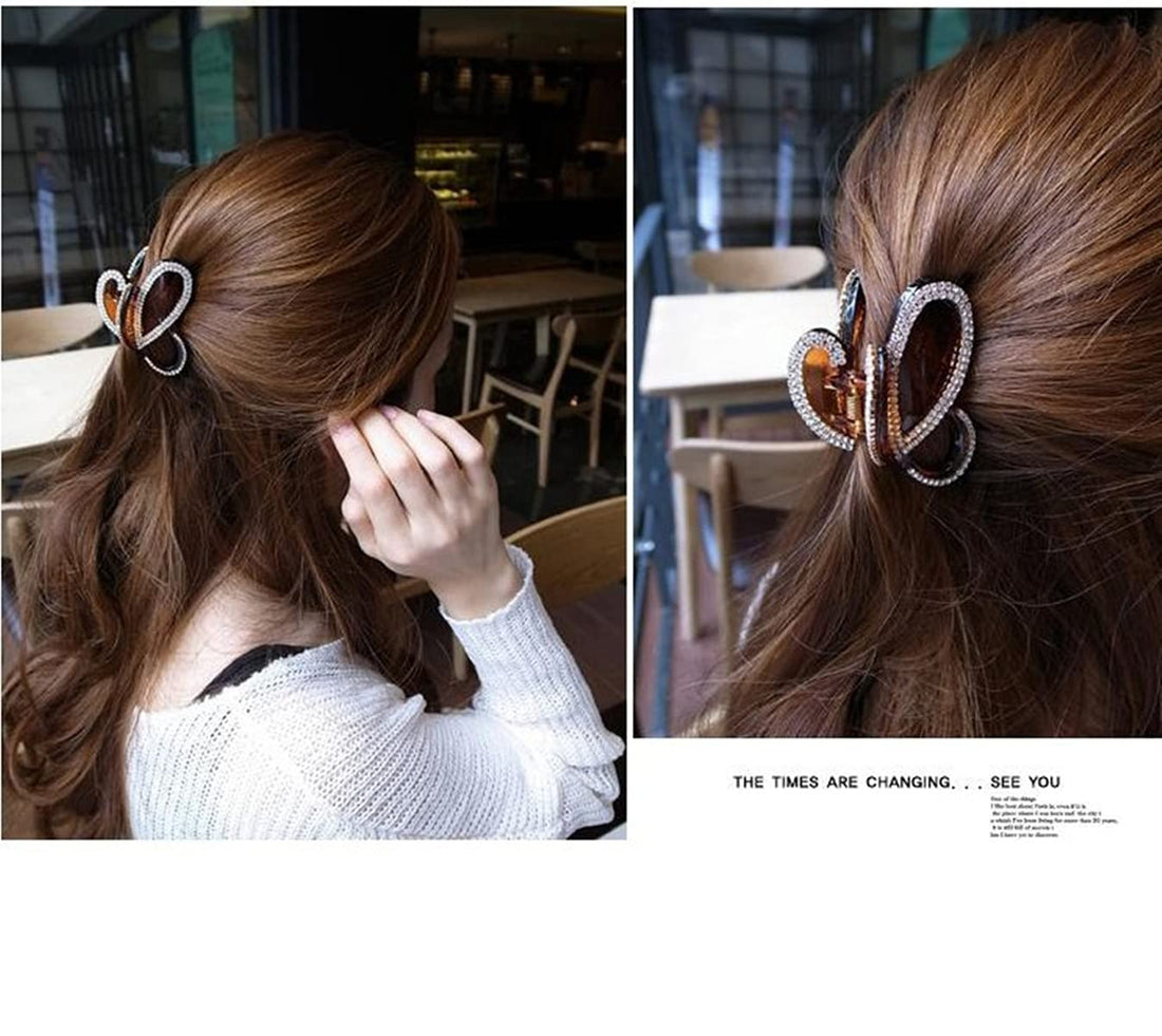 Casualfashion 2 Pcs Korean Stylish Hair Jaw Clip Hair Claw Crystal Rhinestone Hair Gripper for Women Hair Accessories