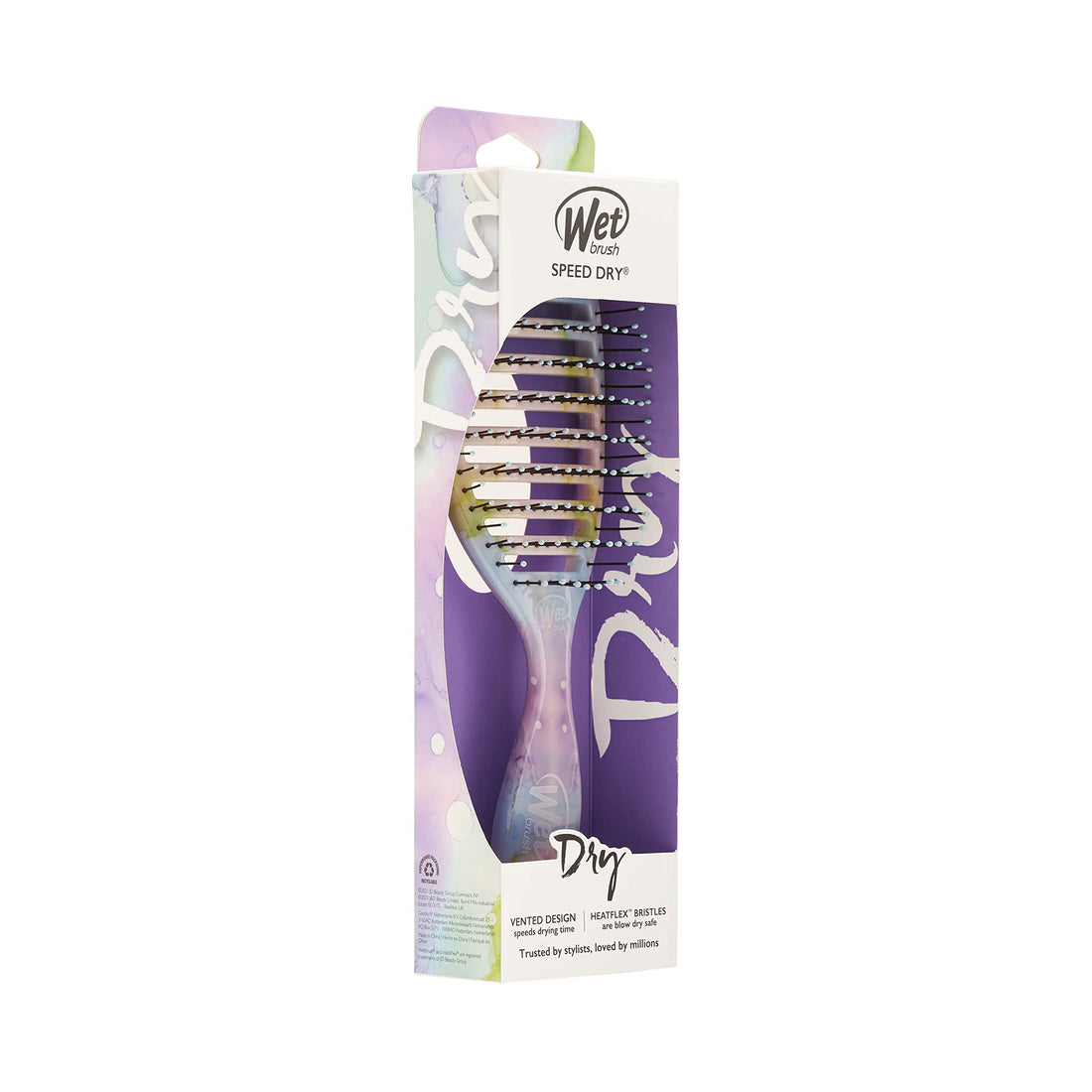 Wet Brush Speed Dry Hair Brush - Color Wash, Splatter - Vented Design and Ultra Soft HeatFlex Bristles Are Blow Dry Safe With Ergonomic Handle Manages Tangle and Uncontrollable Hair - Pain-Free