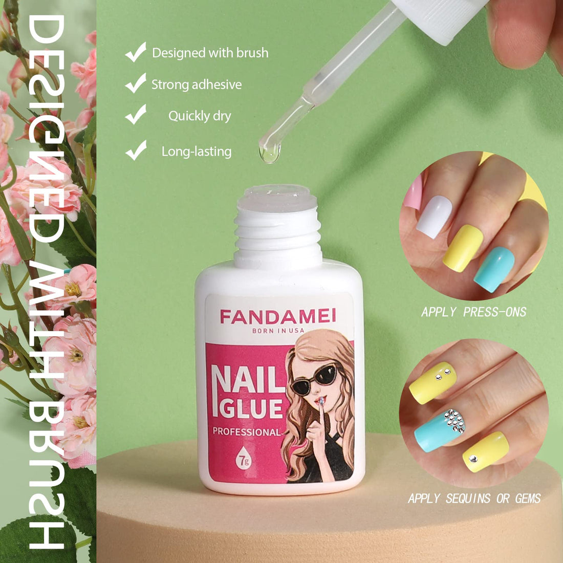 FANDAMEI 24 Colors Press on Nails Square, 24 Packs 576PCS Press on Nails Medium Square Glossy, Lightweight Natural Fake Nails Full Cover, False Nails with Glue, Short Square Acrylic Press on Nails