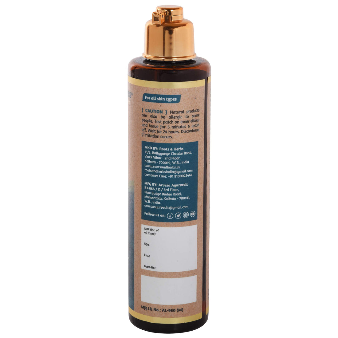 ROOTS AND HERBS Ayurvedic Body Wash shower gel red sandalwood Shvet Chandan & Saffron 6.76 oz