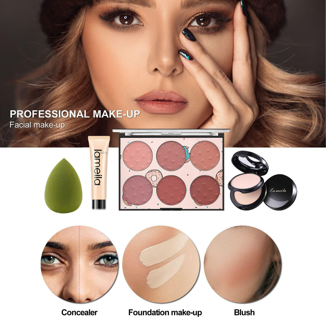 MISS ROSE M All In One Full Makeup Kit,Multipurpose Women's Makeup Sets,Beginners and Professionals Alike,Easy to Carry (Black)