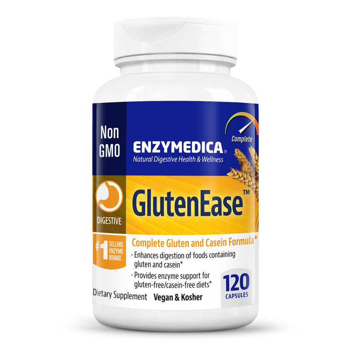 Enzymedica GlutenEase, Digestive Enzymes for Food Intolerance, Support for Hidden Gluten & Cross-Contamination, Offers Fast Acting Gas & Bloating Relief, 120 Count (FFP)