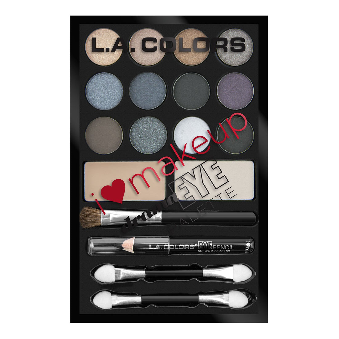 L.A Colors I Heart Makeup Eyeshadow Palette, Daring Smokey, 24.6g