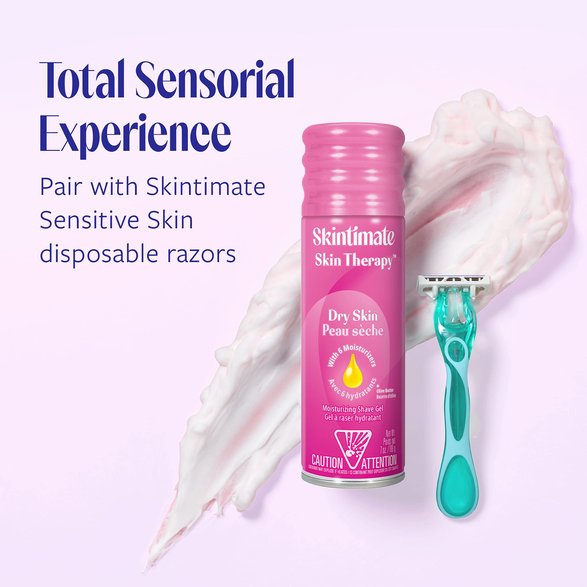 Skintimate Shave Gel for Women, Dry Skin, 7-Ounce Cans (Pack of 6)