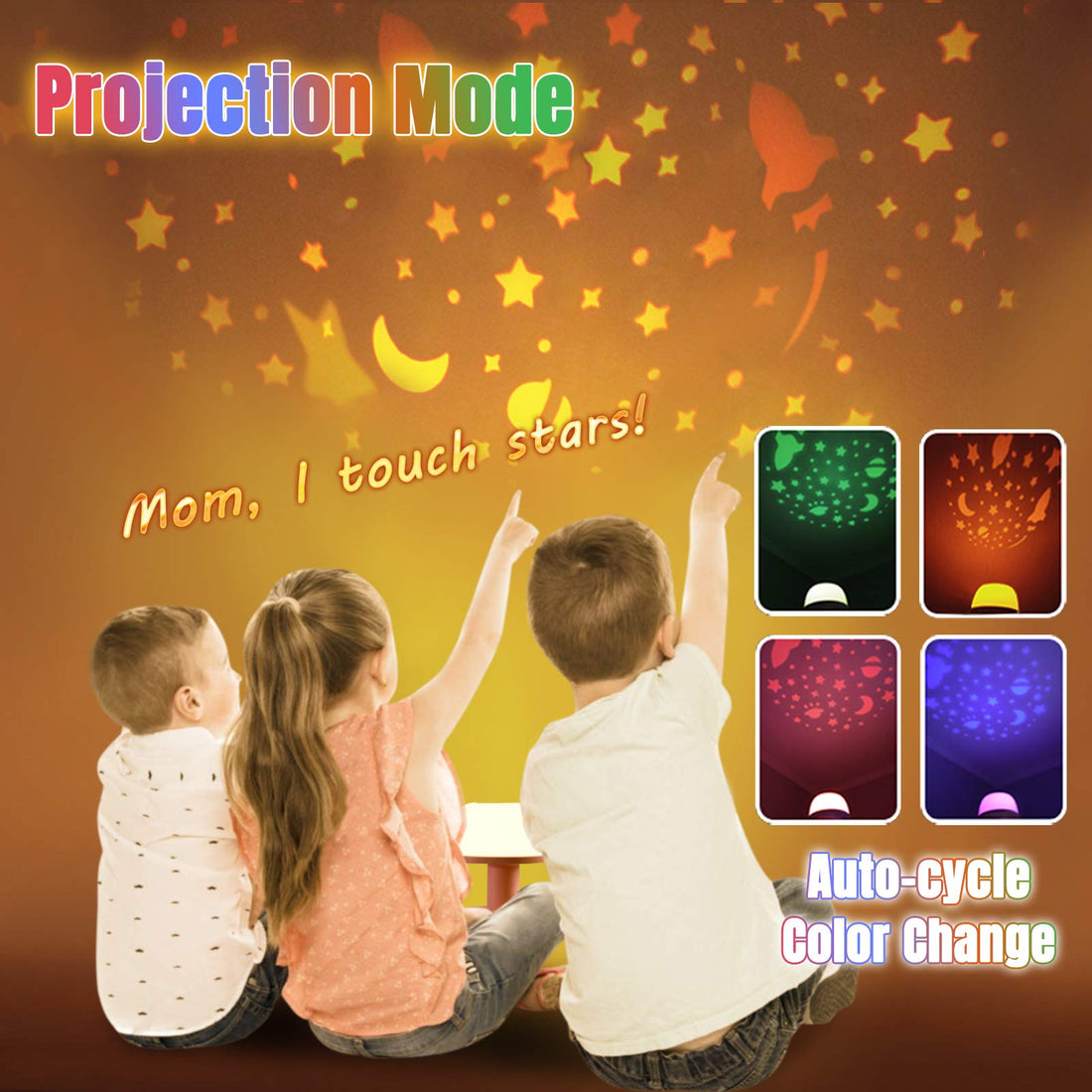 LICKLIP Toddler Night Light Lamp, Dimmable LED Bedside Lamp with Star Projector, Kids Lights Timer Design & Color Changing, Portable Rechargeable Cute Gifts for Children Bedroom