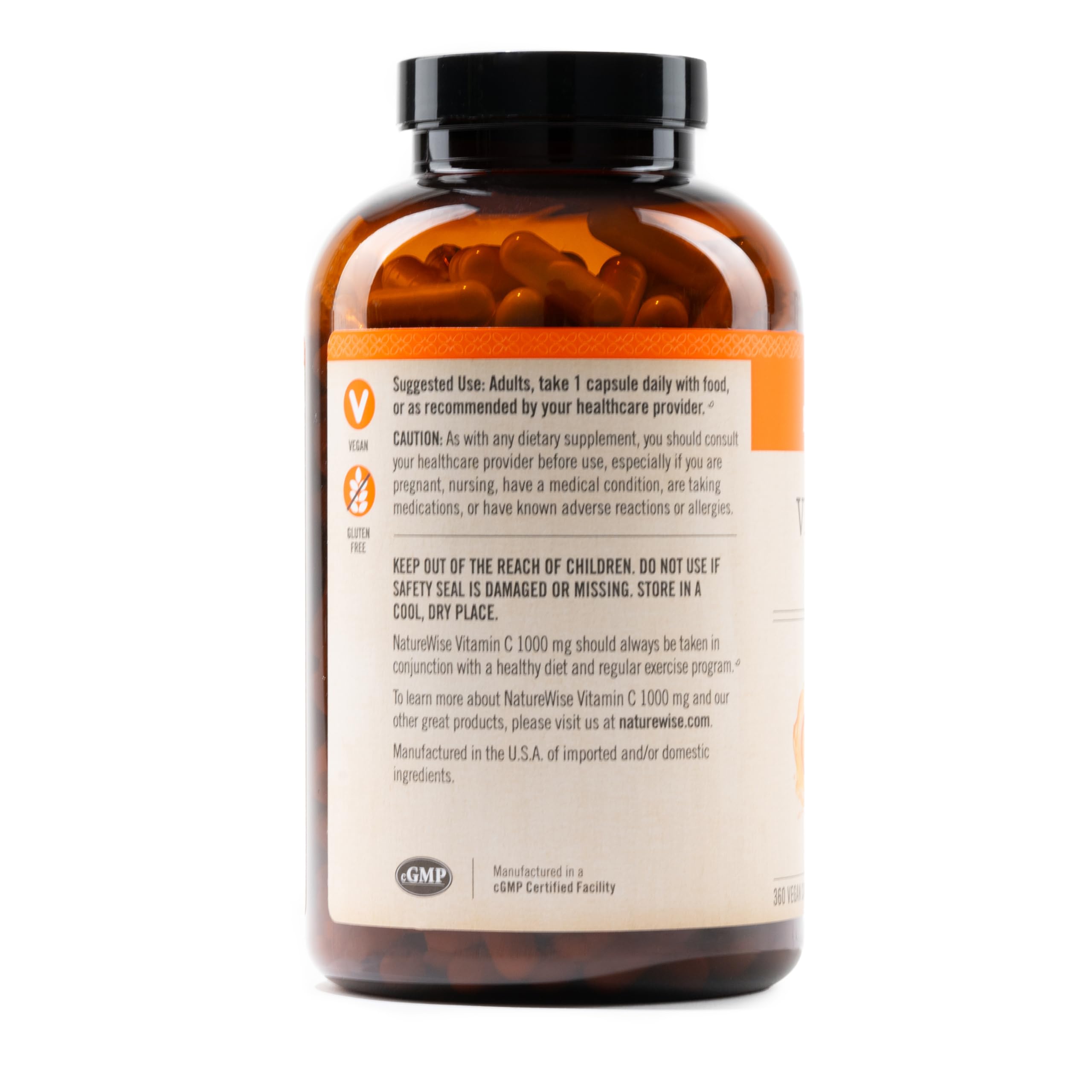 NatureWise Vitamin C 1000mg Capsules - Extra Strength Dietary Supplement for Daily Immune Support & Collagen Synthesis - Vegan, Non-GMO, Gluten Free - 360 Count[1-Year Supply]