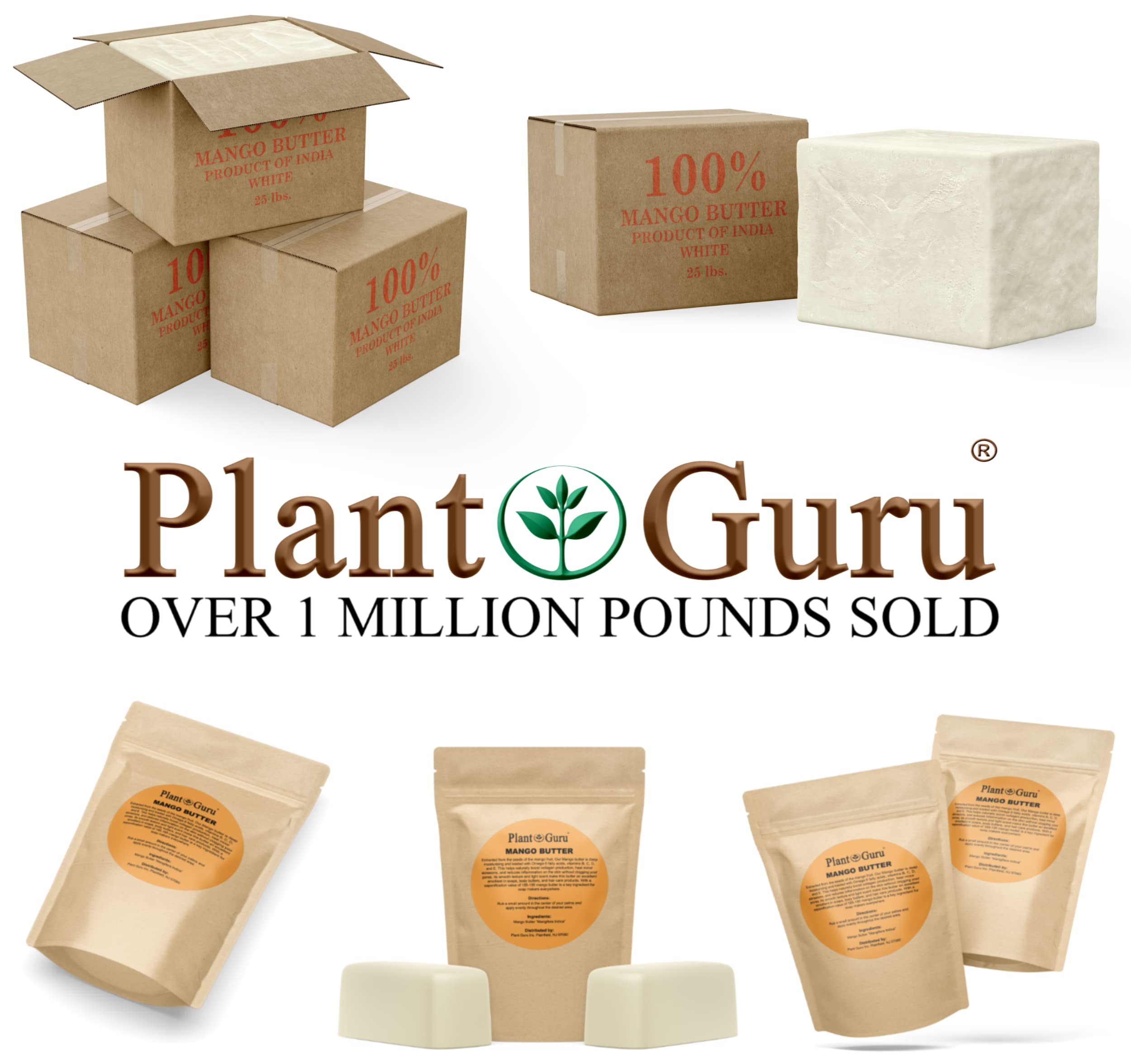 Raw Mango Butter 4 oz 100% Pure Natural Cold Pressed. Skin Body and Hair Moisturizer, DIY Creams, Balms, Lotions, Soaps.