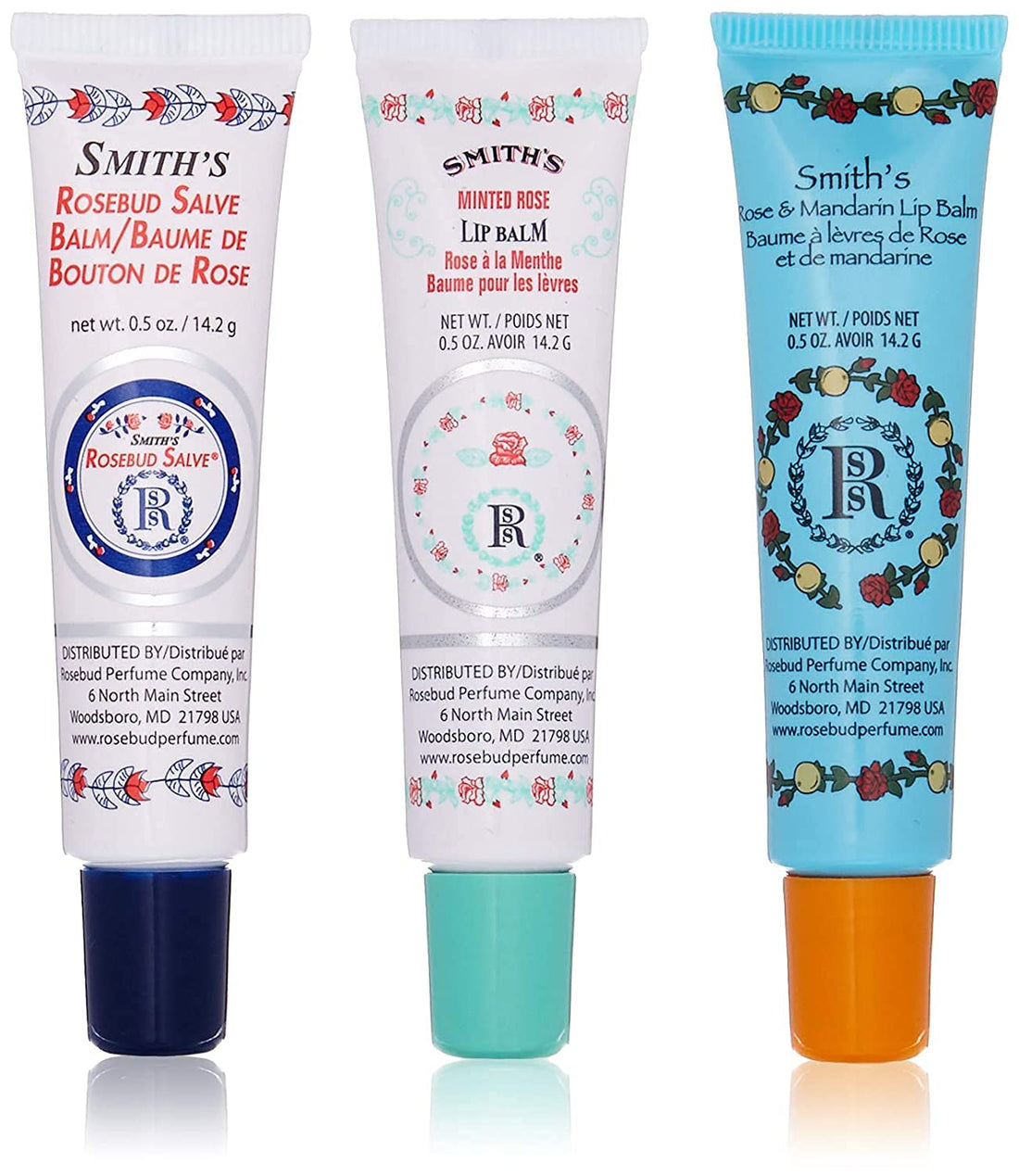 Smith's Rose bud Lip Balm Bulk- 3x0.5oz Premium All Purpose Lip Gloss Tubes & 3x0.8oz Lip Treatment Salve- Rosebud Trio Lip Balm Tubes for Plump Lips & Cracked Skin Care - Christmas Gift Set, EBook