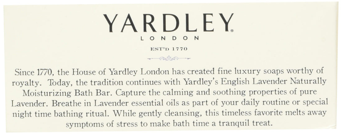 Yardley London English Lavender with Essential Oils Soap Bar, 4.25 oz Bar (Pack of 8)