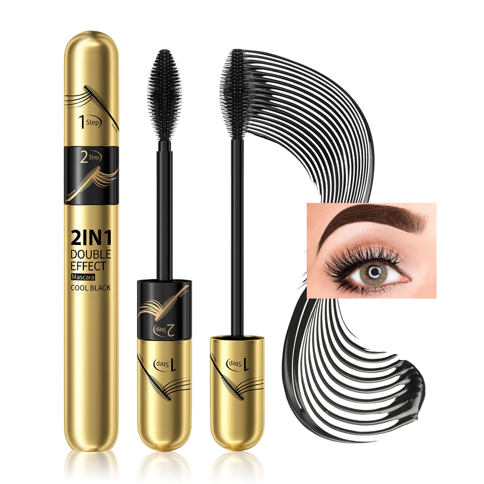 Tubing Mascara Instant Extensions, Black 2-1 Defining and Lengthening Mascara for Dramatic Lashes, Vegan & Cruelty | No Flaking and No Clumping (Pack of 1)