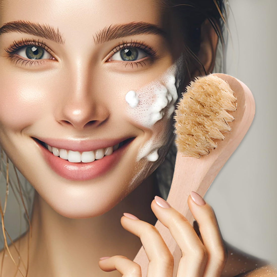 Kootinn 2 Pack Miniature Dry Brush with Hanging Loop - Natural Bristle Small Body Brush for Exfoliating, Facial Cleansing - Soft Skin for Neck, Chest, Nails, and Other Sensitive Areas