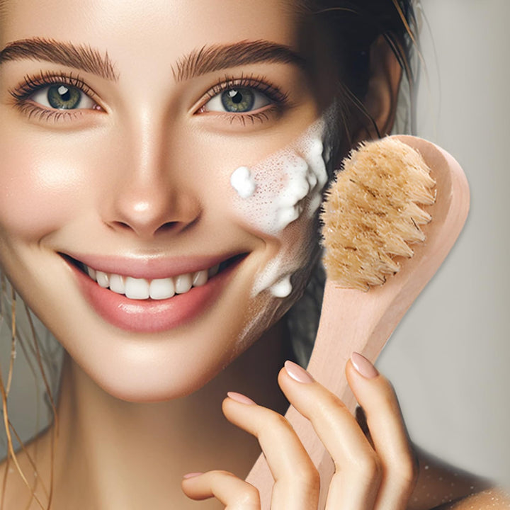 Kootinn 2 Pack Miniature Dry Brush with Hanging Loop - Natural Bristle Small Body Brush for Exfoliating, Facial Cleansing - Soft Skin for Neck, Chest, Nails, and Other Sensitive Areas