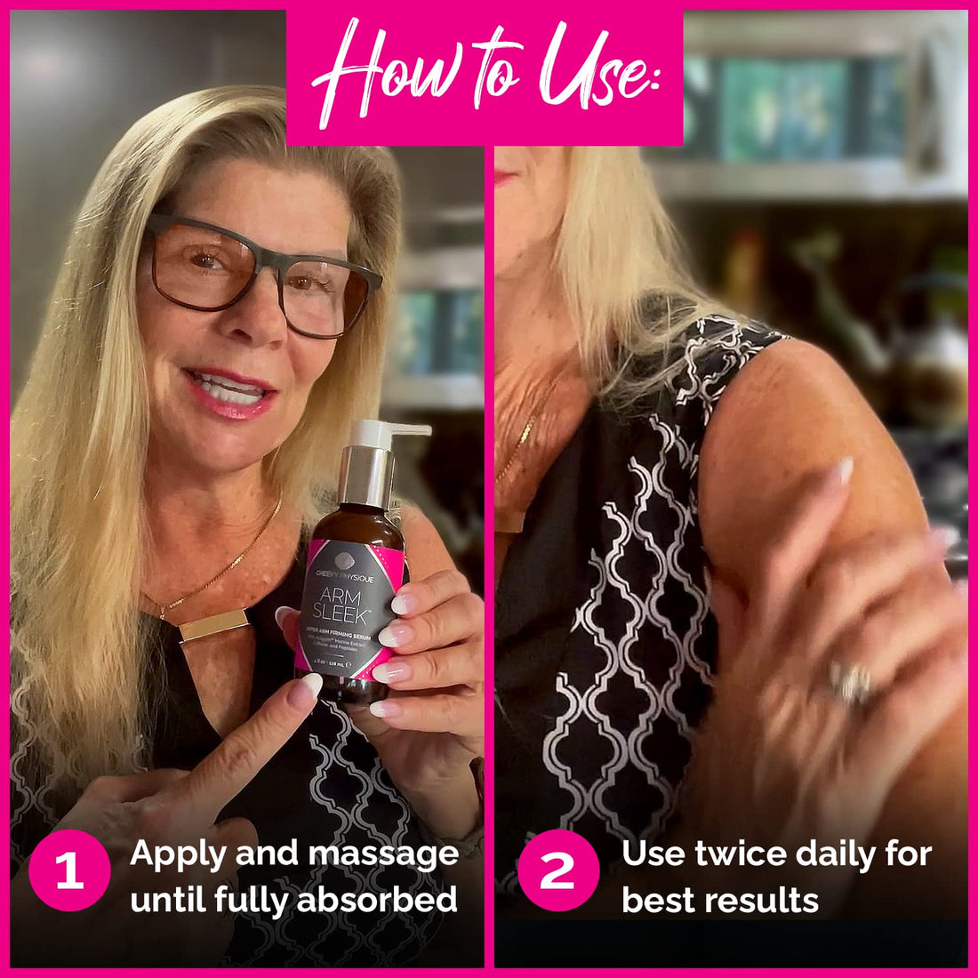 Arm Sleek Firming Serum For Upper Arms - Skin Toning And Tightening Treatment With Actigym + Caffeine + Peptides - 4 Oz.