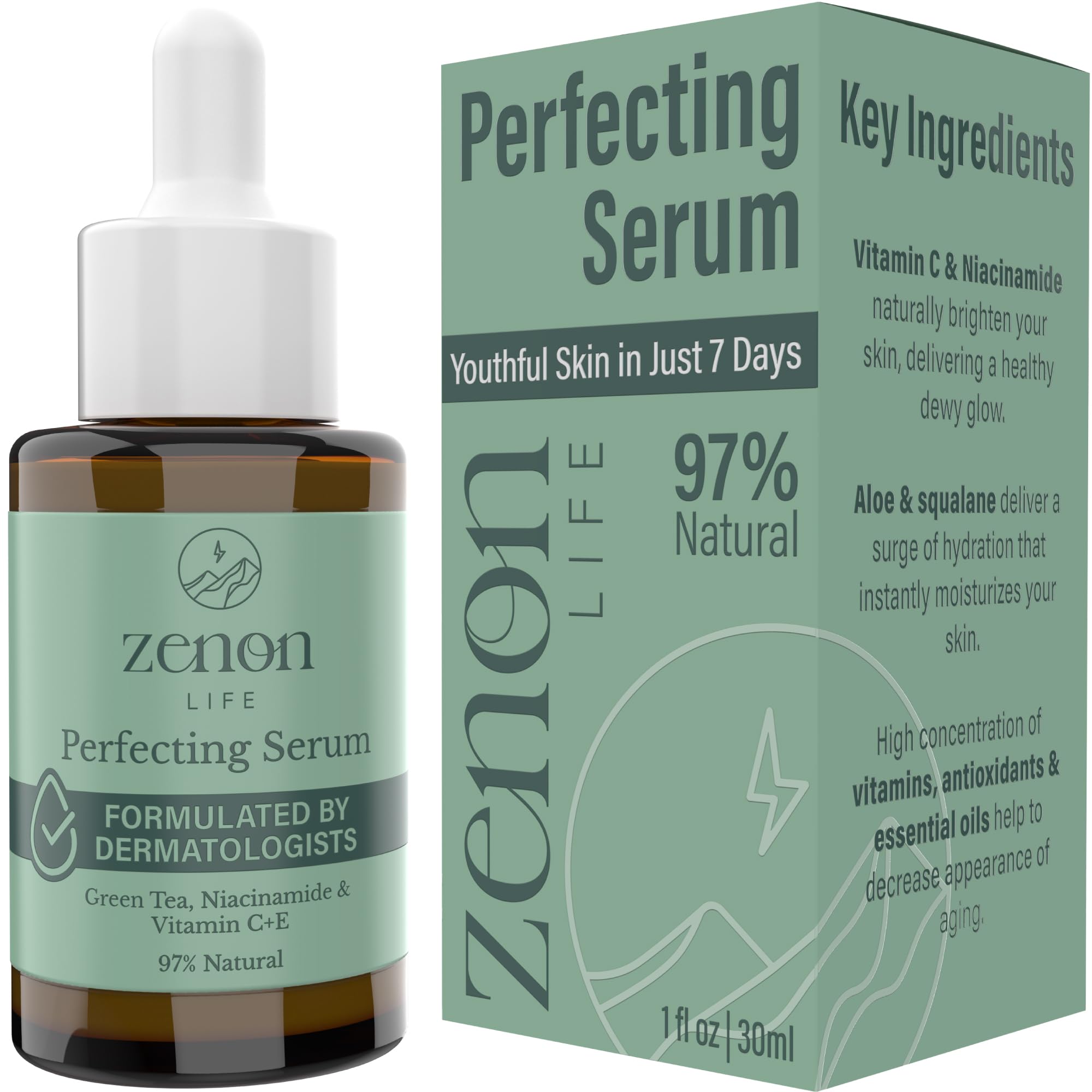 Zenon Life Perfecting Serum - Vitamin C+E Face Serum - Niacinamide Serum for Face - Complete Facial Serums for Skin Care Essence