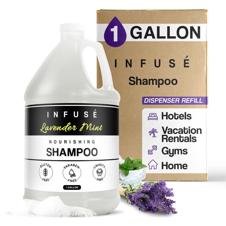 1-Shoppe All-in-Kit Shampoo | Infuse Lavender Mint Hotel | 1 Gallon | For Hospitality & Vacation Rentals to Refill Dispensers | (Single Gallon)