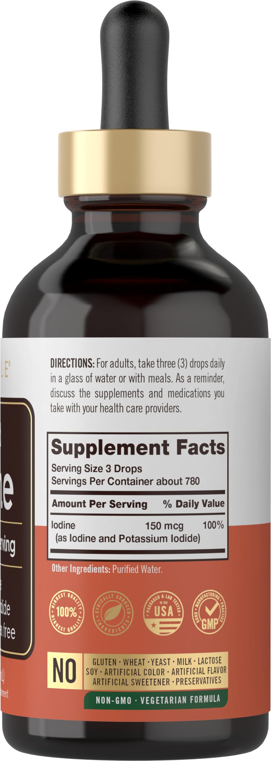 Carlyle Liquid Iodine Drops 4 fl oz | 150 mcg | Iodine & Potassium Iodide Supplement | Vegetarian Liquid Tincture | Non-GMO, Gluten Free