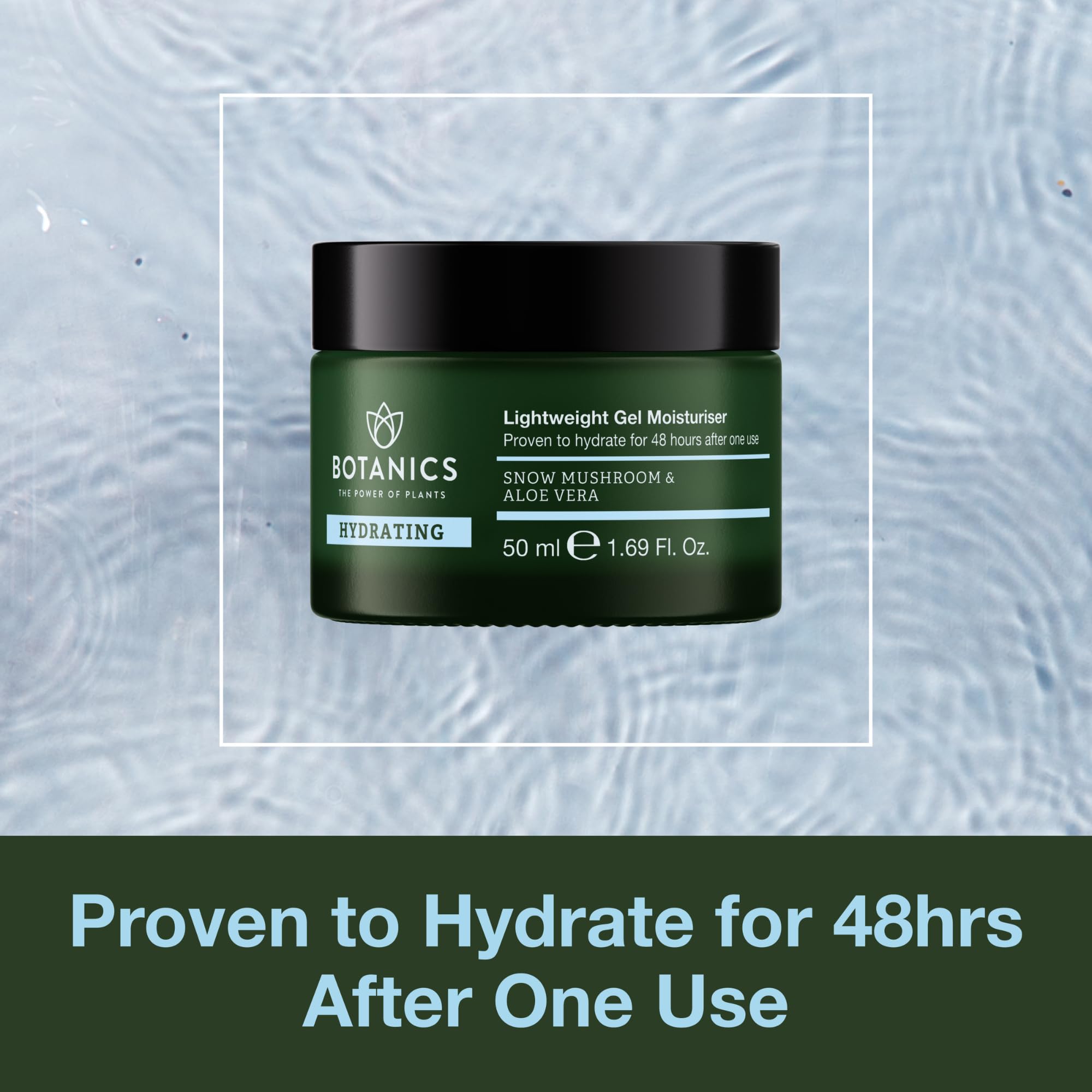 Botanics Lightweight & Hydrating Face Moisturizer for Women & Men - Gel Facial Moisturizer for Dry Skin - Enriched with Snow Mushroom & Aloe Vera - Vegan & Cruelty-Free 48-Hour Hydration (1.69 Fl Oz)