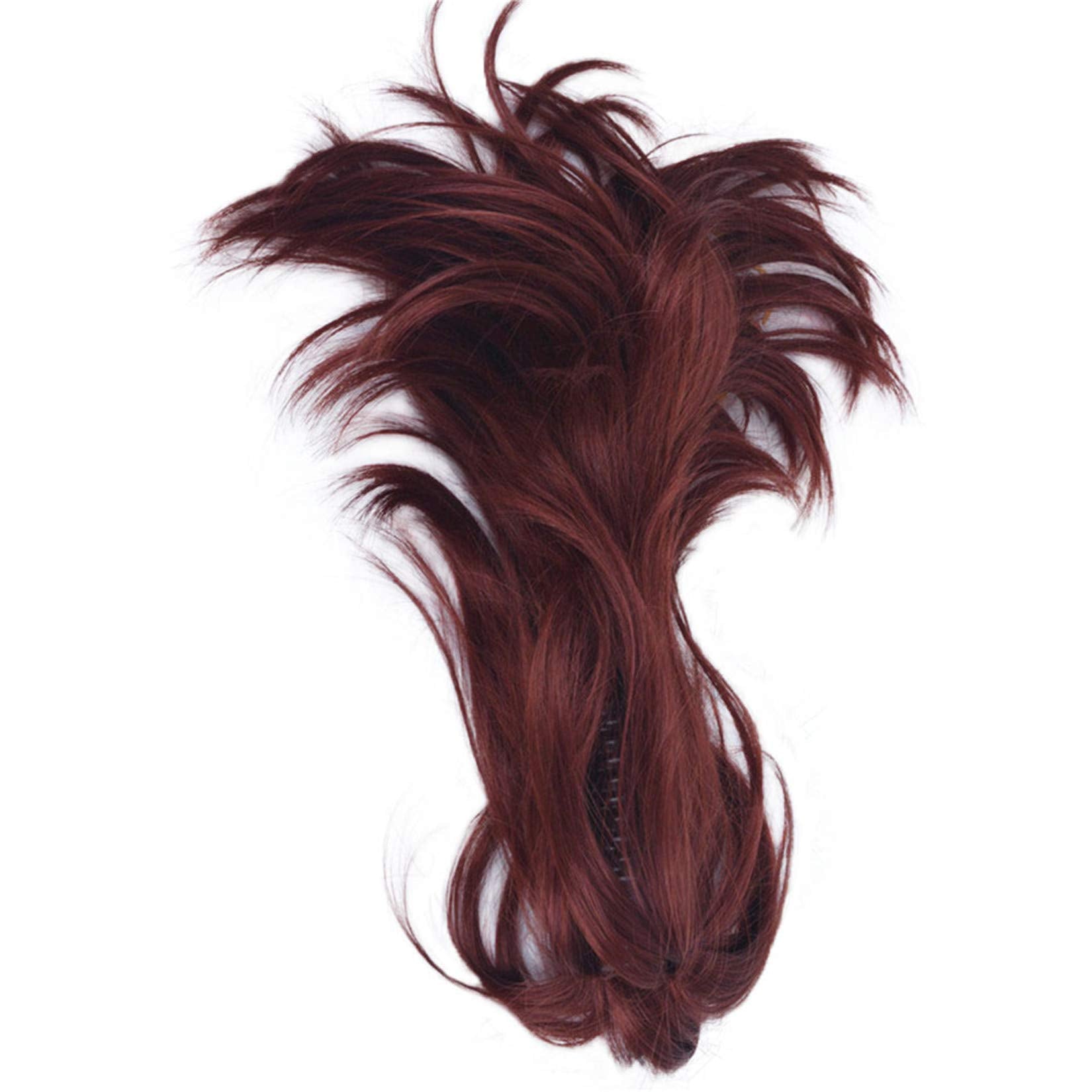 #131: Aimole Synthetic Ponytail Claw Clip-On Straight Wig Short Extensions Hair Hairpiece(131-Burgundy Red)