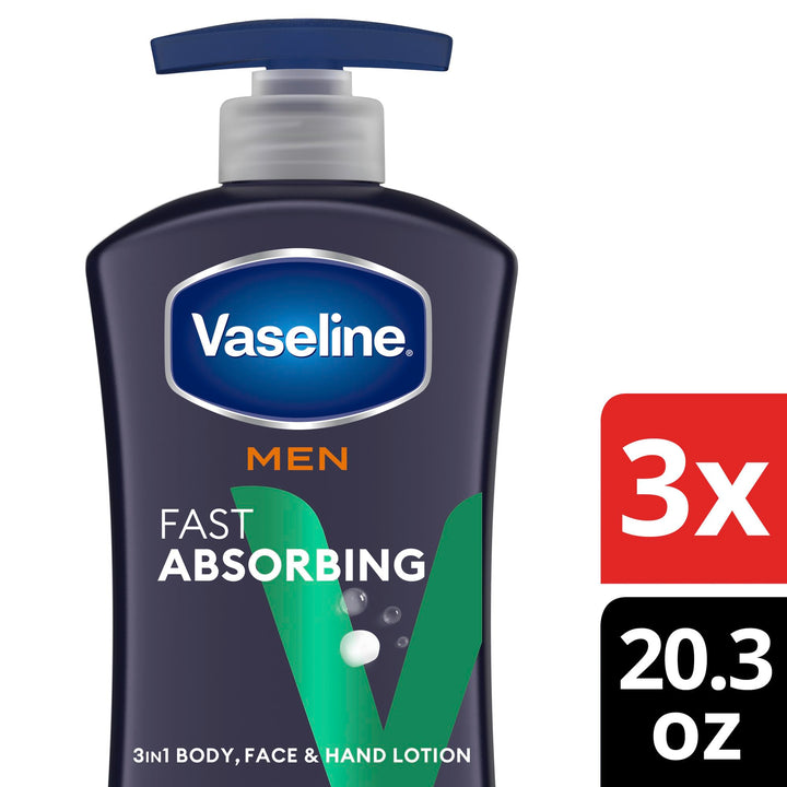 Vaseline Men Body Lotion, Fast Absorbing, 20.3 oz, 3 ct