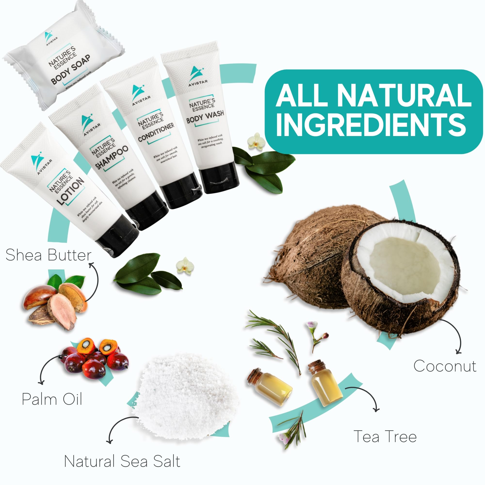 5 Piece Hotel Soap & Bulk Toiletries - Airbnb Essentials for Hosts & Guests - Hotel Shampoo & Conditioner Supplies for Guest, Hotel Toiletries Bulk Set, Mini Bulk Travel Sixe Toiletires, Air BnB