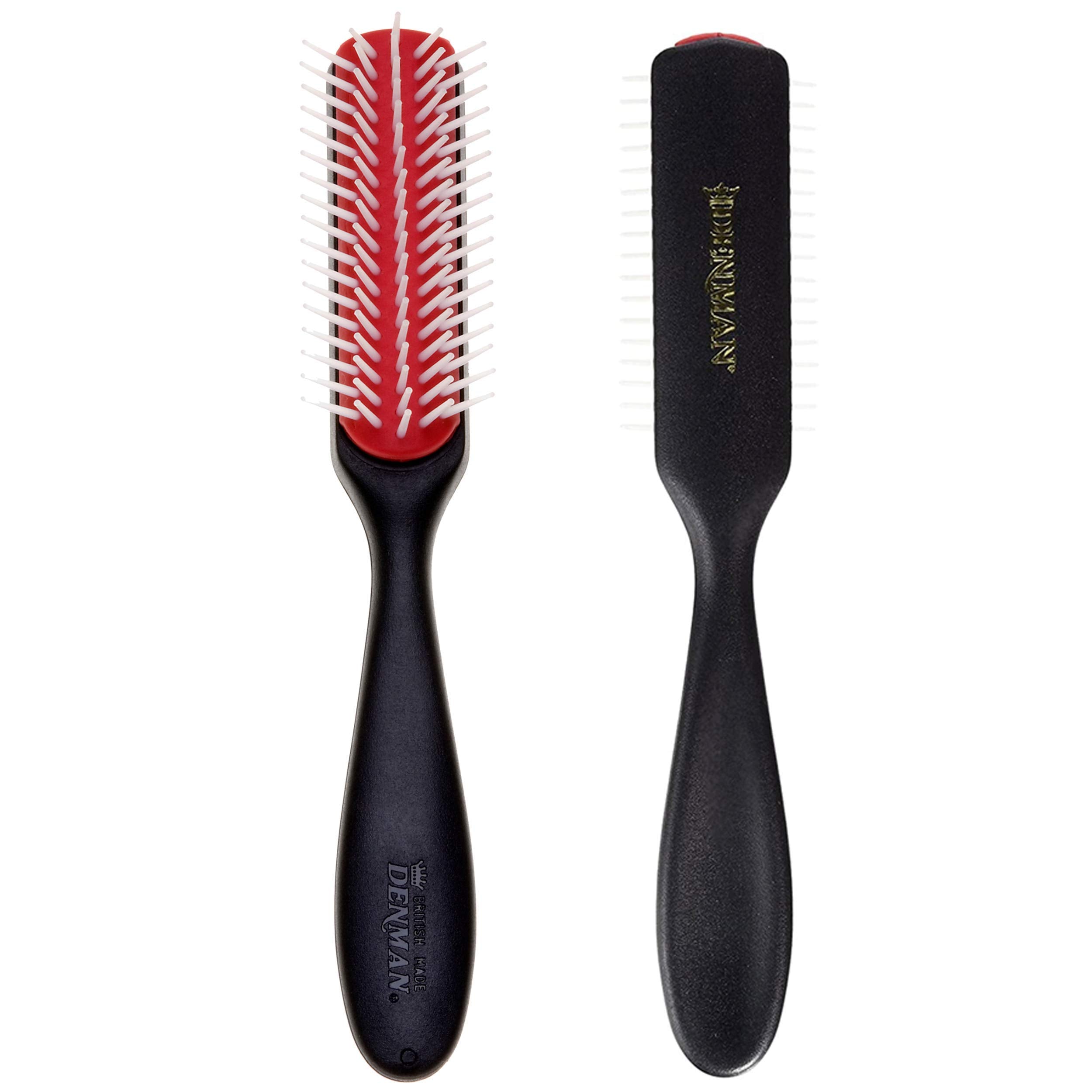 Denman Curly Hair Brush D143 - 5 Row Styling Mini Brush With Long Handle for Detangling, Separating, Shaping and Defining Curls and Smoothing Hair- For Women and Men