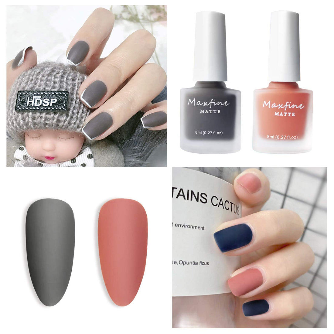 LOKFAR 6 Colors Matte Nail Polish Set, Mist Effect Matte Finish Velvet Gel Nail Polish Kit, Long Lasting Waterproof Velvet Nail Polish Nail Art 8 ml/ Bottle -#B