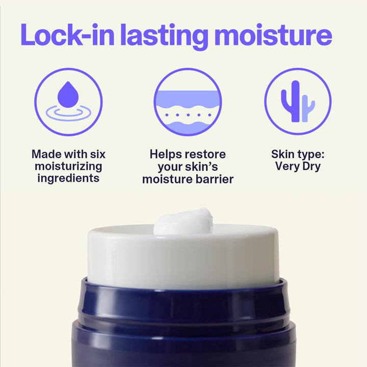 Curology Cream Moisturizer, Rich Hydrating Face Lotion for Dry Skin, with Shea Butter and Hyaluronic Acid, 1.7 fl oz