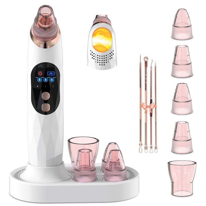 YONOY Blackhead Remover Vacuum - 2021 Upgraded Blackhead Suction Tool with Hot Compress,USB Rechargeable Pore Vacuum,Facial Pore Cleanser Suction Tool with LCD Screen and Base