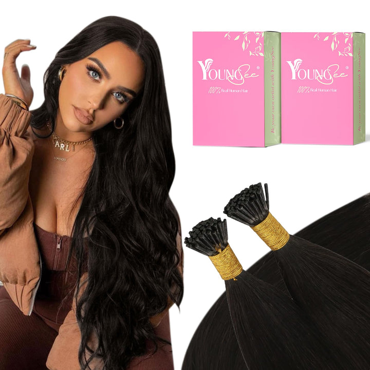 22, 2: Youngsee 22 Inch Remy Straight I Tip Human Hair Extensions Pre Bonded Keratin Hair 1G/Strand #2 Darkest Brown Stick Tip Extensions Human Hair 50G Per Package