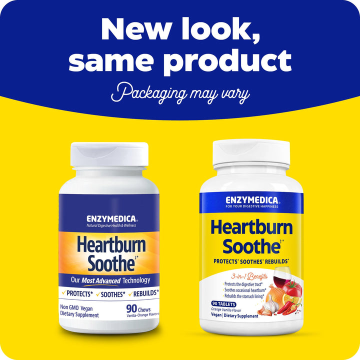 Enzymedica, Heartburn Soothe, Fast-Acting Digestive Aid, Vanilla Orange, 90 Chews (45 Servings)