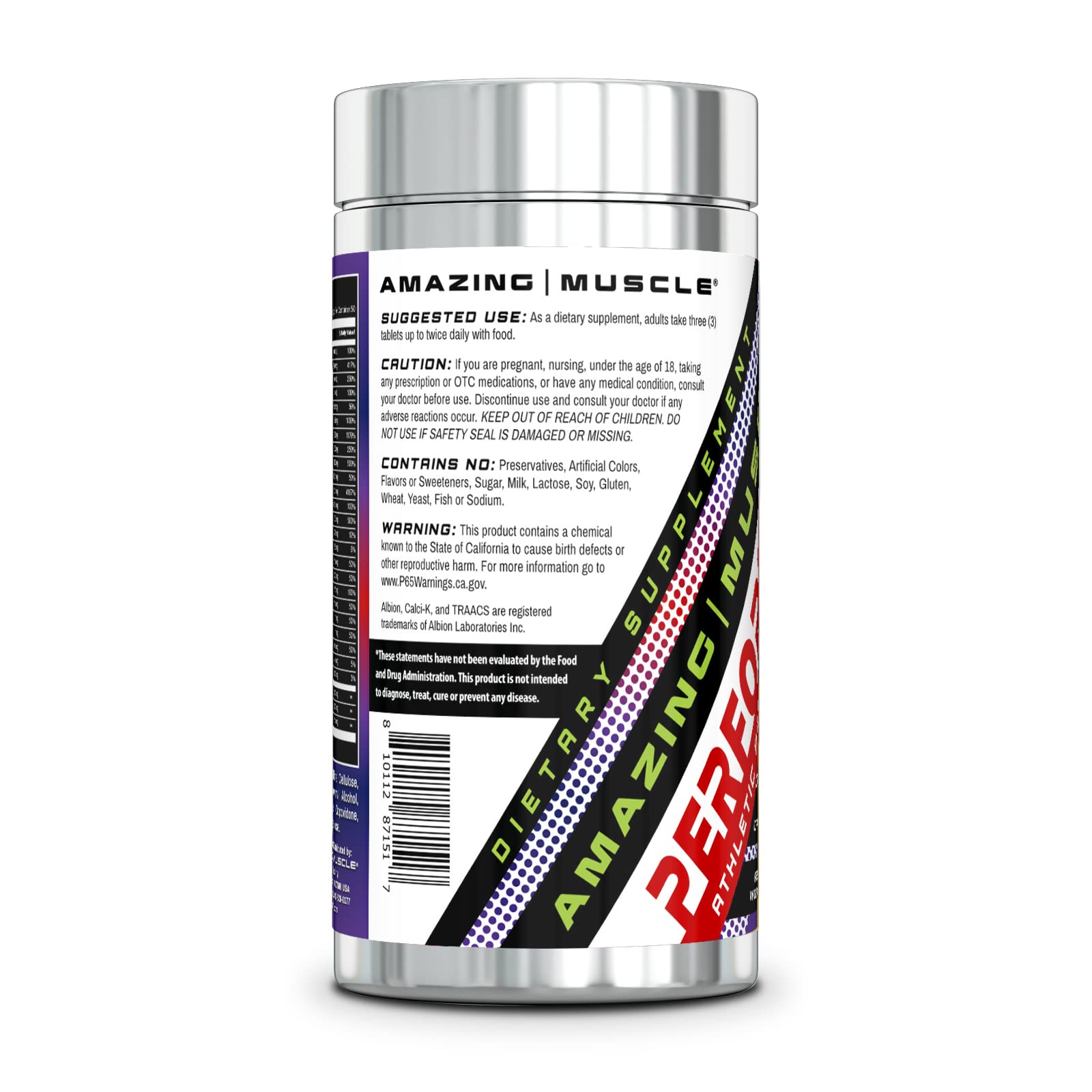 Amazing Muscle Performance Multivitamin for Men & Women | Contains Vitamins A, C, D, E, K2, B1, B2, B6, B12, Minerals, Calcium, Beta Alanine, Carnitine & More | 150 Tablets Supplement