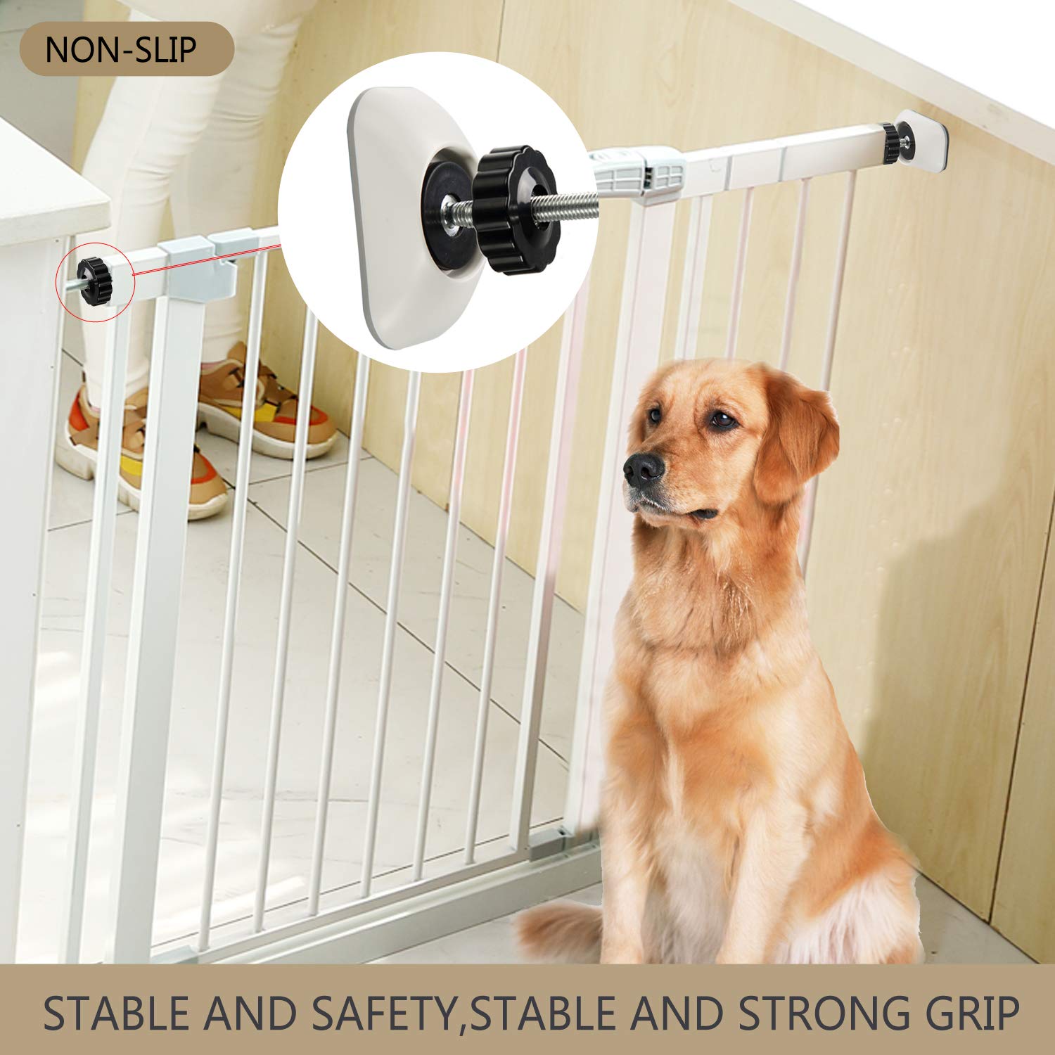 Baby Gates Wall Pads (4 Pack) - Safety Indoor Gate Protector With Compact Wall Cups - Saves Trim & Paint - for Dog, Pet, Child, Kid - Pressure Mounted Walk Through Guard