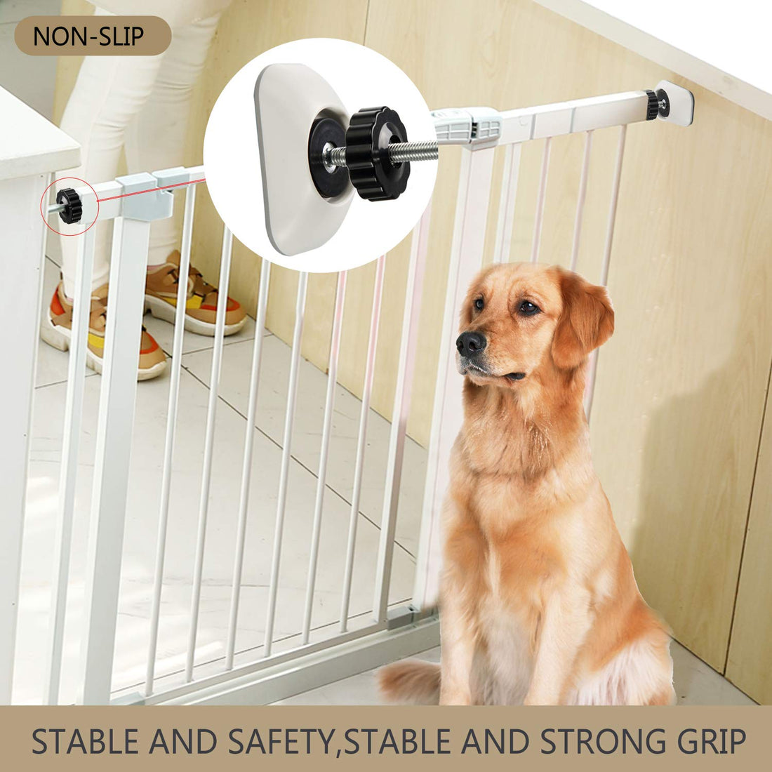 Baby Gates Wall Pads (4 Pack) - Safety Indoor Gate Protector With Compact Wall Cups - Saves Trim & Paint - for Dog, Pet, Child, Kid - Pressure Mounted Walk Through Guard