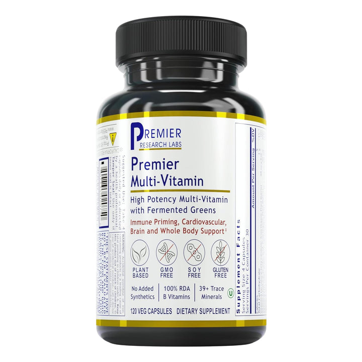 Premier Research Labs Multi-Vitamin: Immune, Brain & Heart Support | with Prebiotics and Postbiotics | Vegan Capsules for Men & Women. Gluten & Soy Free - 120 Plant-Sourced Capsules
