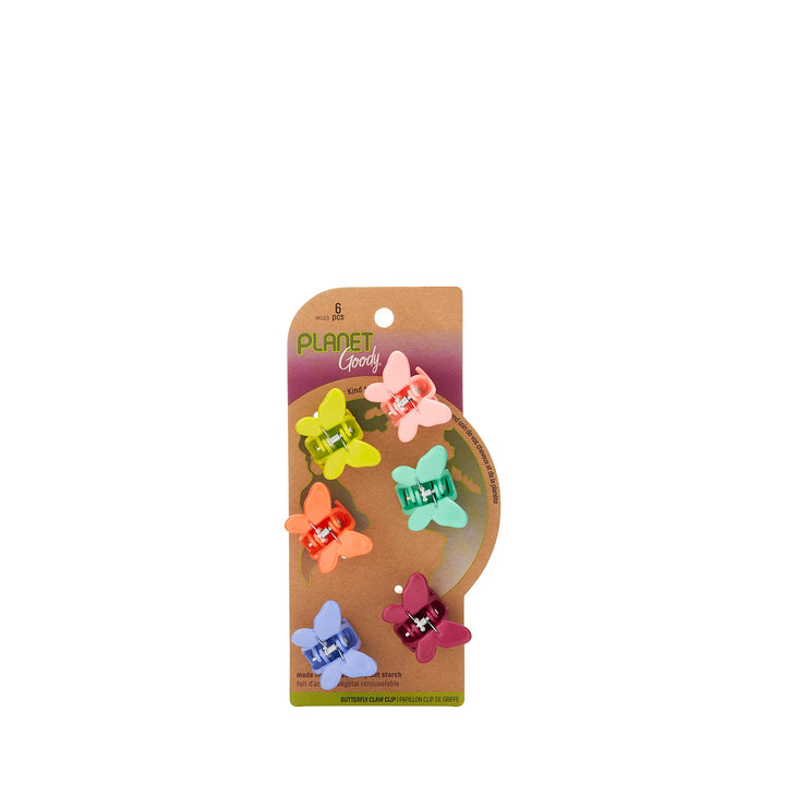 Goody Bio-Plastic Mini Butterfly Clips - 6 Count, Assorted - Snap and Go Closure Help Keep Hairs In Place - Hair Accessories to Style With Ease and Keep Your Hair Secured - For All Hair Types