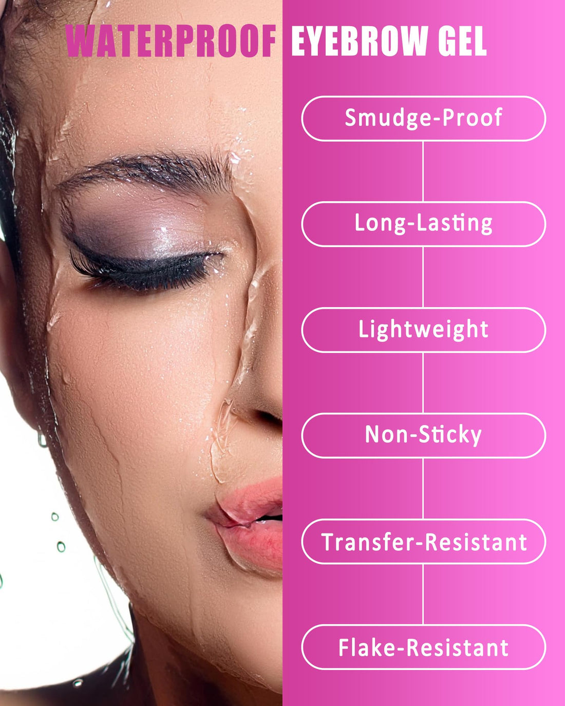 Strong Hold Clear Brow Gel, 2Pcs Waterproof Eyebrow Setting Gel, Long-Lasting Transfer-Proof Eye Brow Glue Makeup, Precise Brush for Brow Sculpt, Lift and Shaping, Gel Para Cejas-01 Transparent