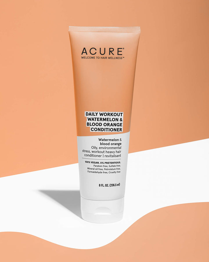 ACURE Daily Workout Watermelon Conditioner | 100% Vegan | For Oily, Environmental Stressed, Workout Heavy Hair | Watermelon & Blood Orange - Gentle Everyday Formula | 8 Fl Oz